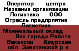 Оператор Call-центра › Название организации ­ Логистика365, ООО › Отрасль предприятия ­ Логистика › Минимальный оклад ­ 25 000 - Все города Работа » Вакансии   . Амурская обл.,Завитинский р-н